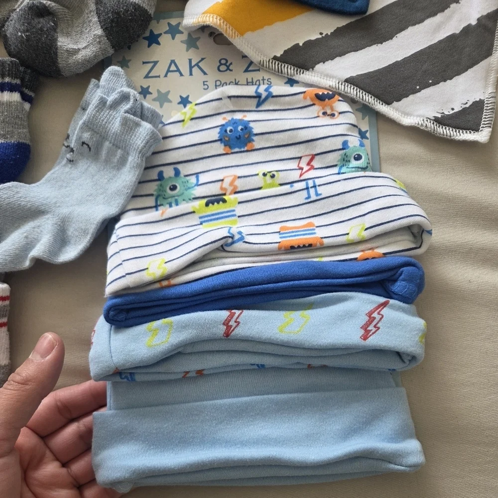 Baby Socks, Bib Set, And Beanie Bundle Size 3-6 Months